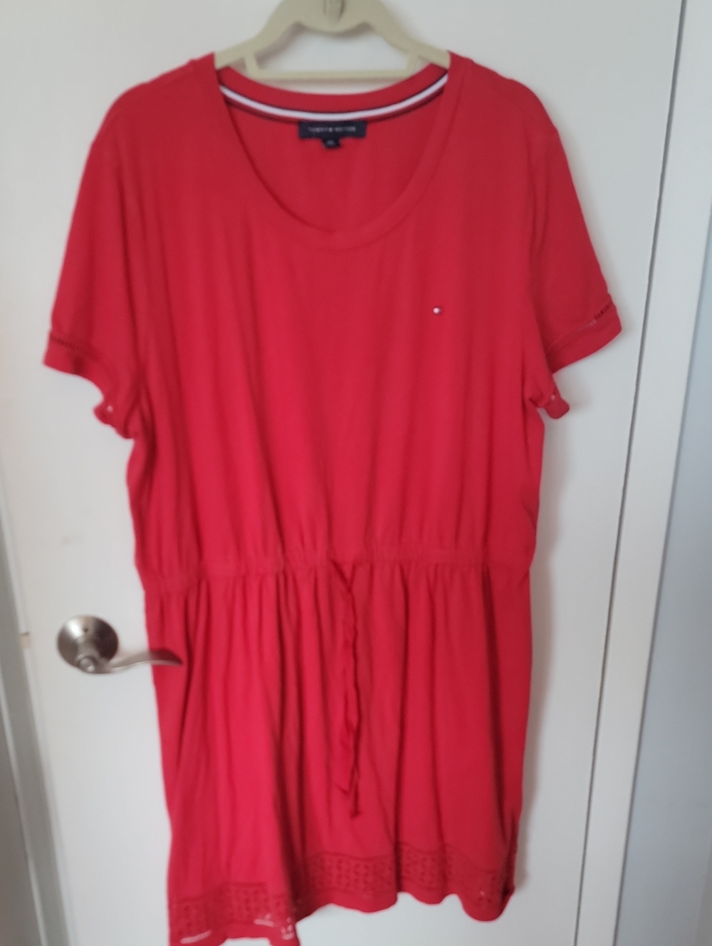 Tommy Hilfiger Red Drawstring Waist Scoop Dress